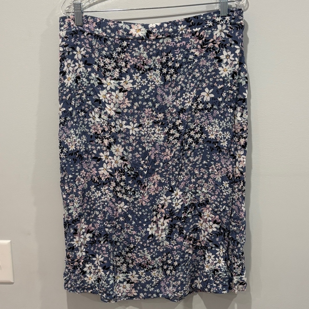 I.N. Studio Floral Print Pencil Skirt - Blue and White